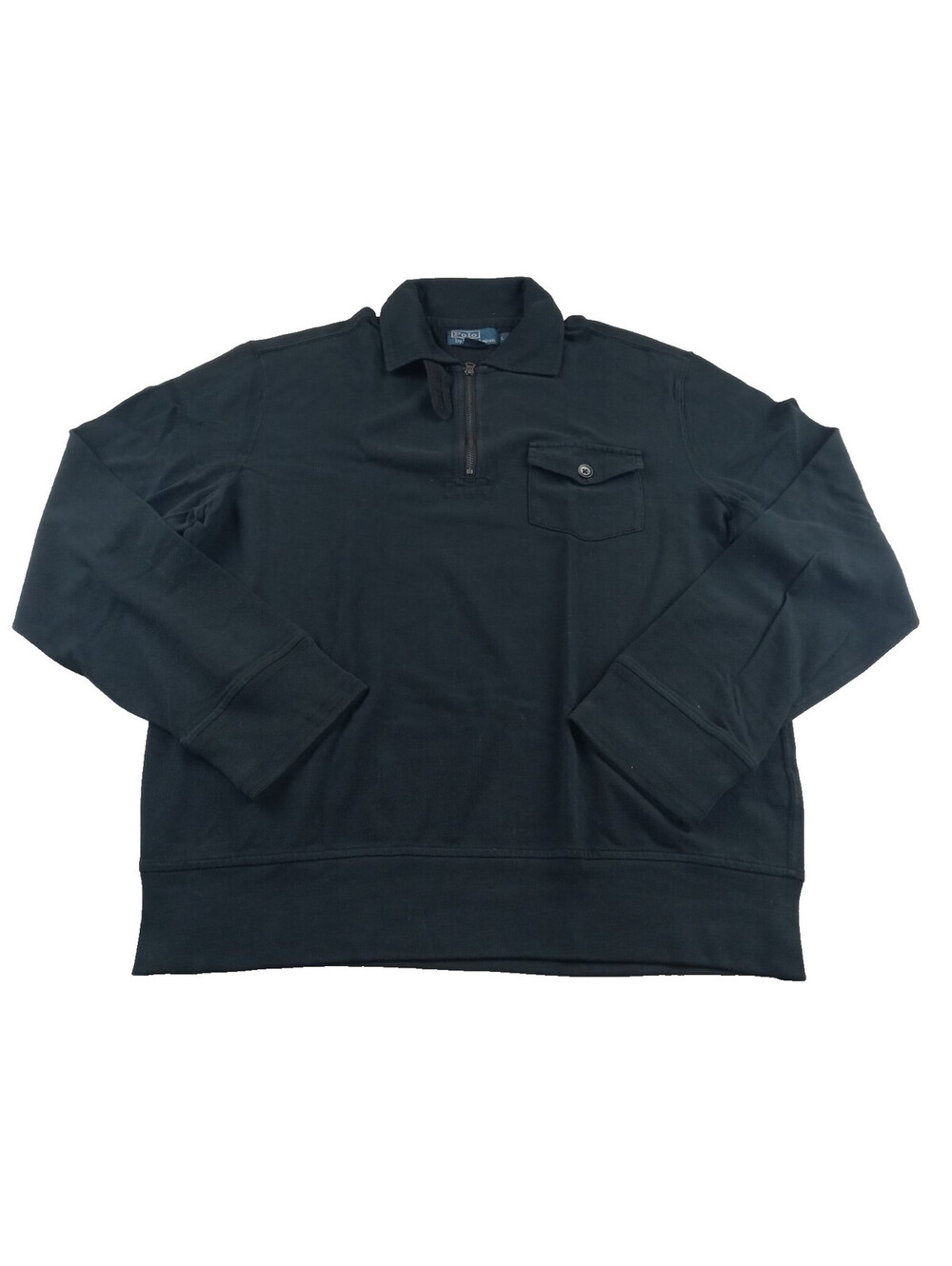 Polo Ralph Lauren Shirt Mens Large French Terry Zip Pocket Pullover Blue NWT L
